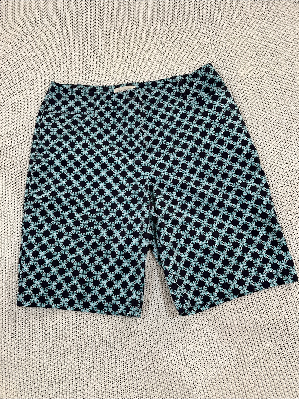 Talbots Navy and Aqua Floral Print Shorts